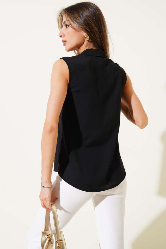 Shirt met nul mouwen, zwart