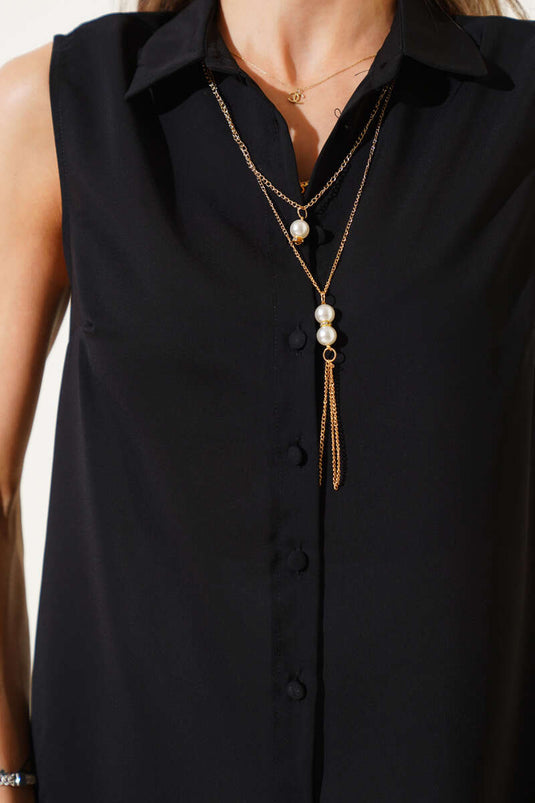 Shirt met nul mouwen, zwart