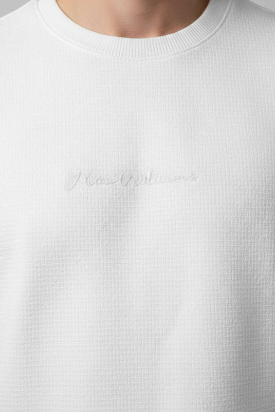 Sweat-shirt homme col rond blanc
