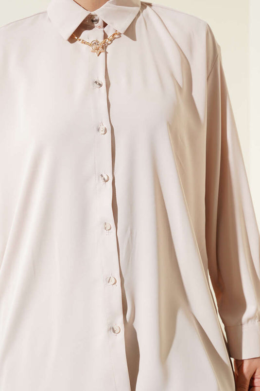 Chiffon Basic Hemd Beige