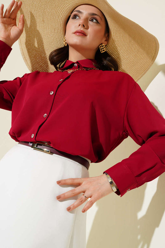 Chiffon Basis Blouse Bordeaux