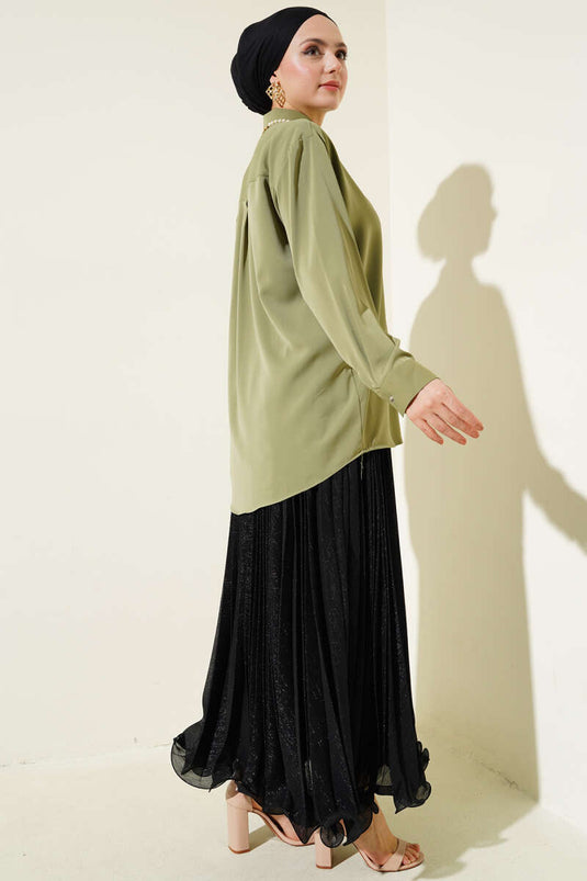 Chiffon Basic Hemd Khaki