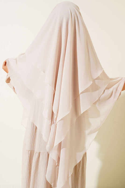 Châle prêt à souffler en mousseline beige