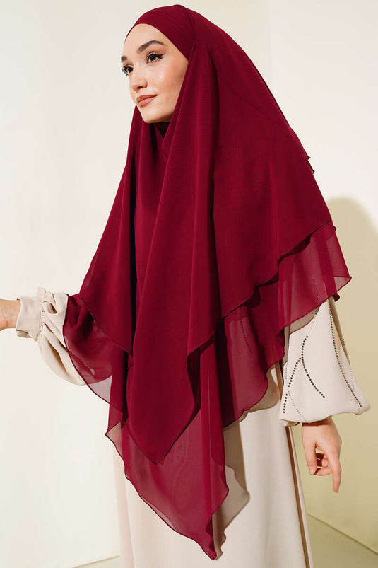 Chiffon Souffle Ready-Made Shawl Burgundy