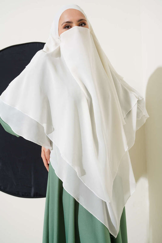 Scialle Himar in chiffon soufflé Ecru