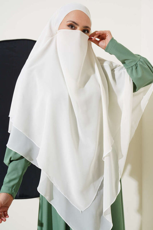 Scialle Himar in chiffon soufflé Ecru