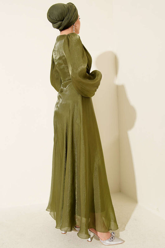 Chiffon Side-tie Evening Dress Khaki