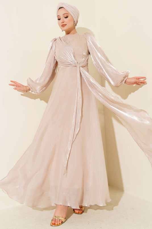 Abito da sera in chiffon con lacci laterali Stone