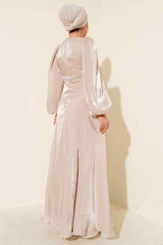 Chiffon Side-Tied Evening Dress Stone