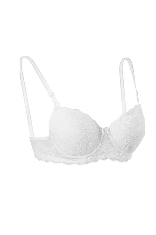 Silicone Padded Lace Bra White
