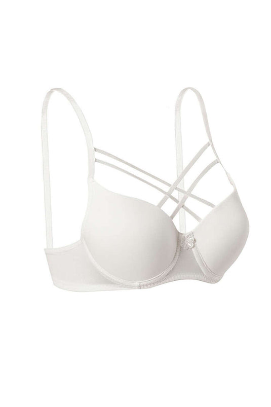Soutien-gorge croisé micro-croisé rembourré en silicone écru