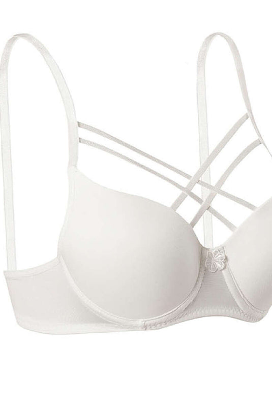 Soutien-gorge croisé micro-croisé rembourré en silicone écru