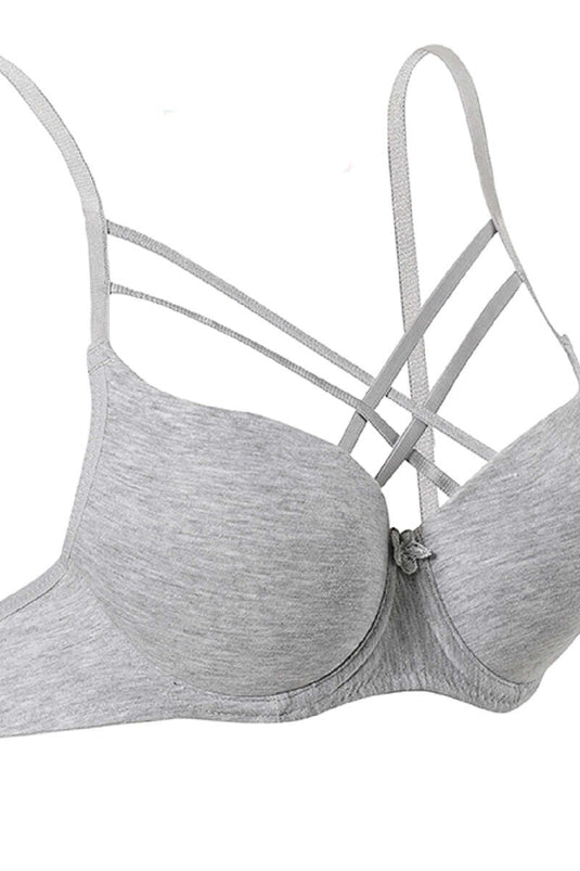 Silicone Padded Micro Cross Bra Gray