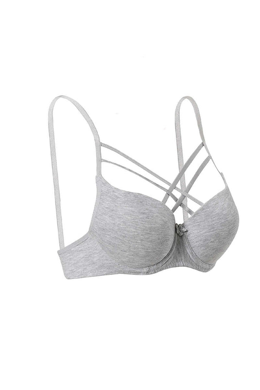 Silicone Padded Micro Cross Bra Gray
