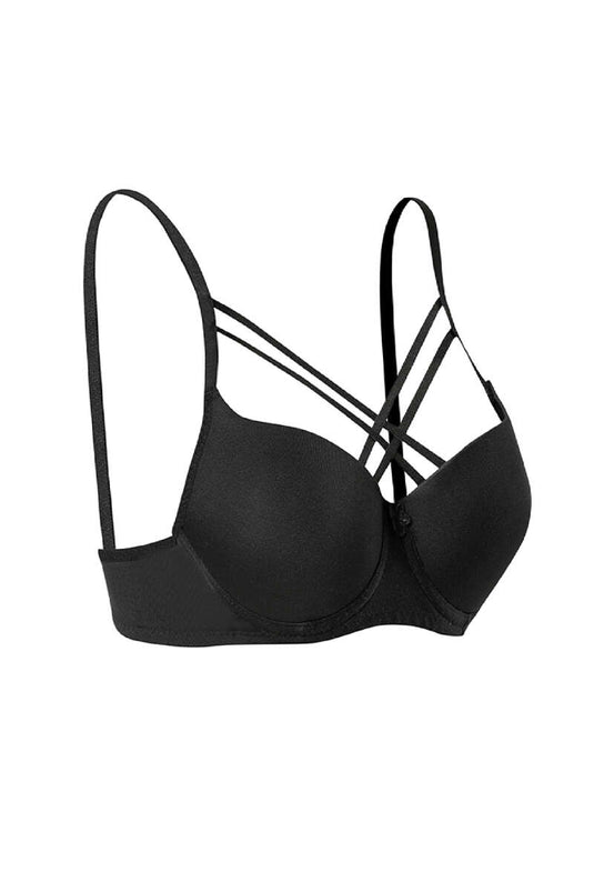 حمالة صدر كروس مايكرو مبطنة بالسيليكون باللون الأسود