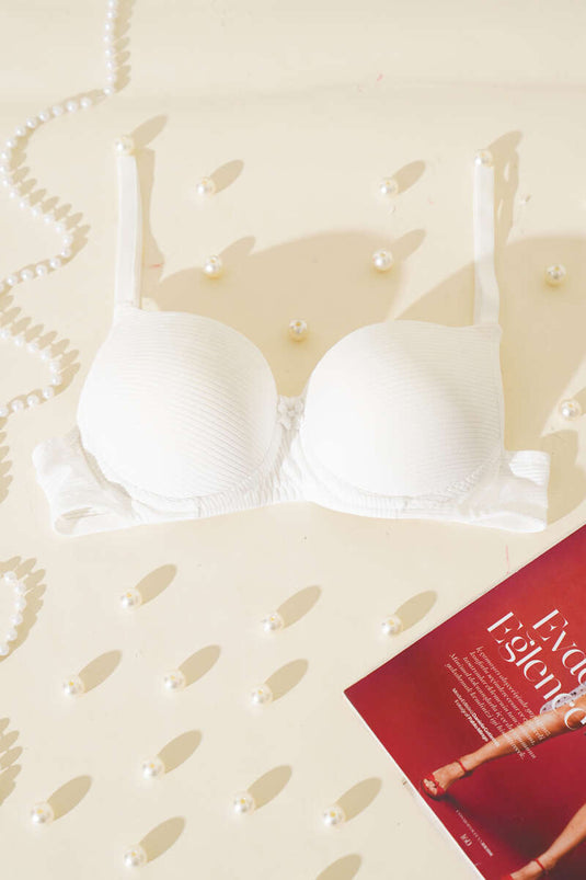 Silicone Padded Strip Bra Ecru