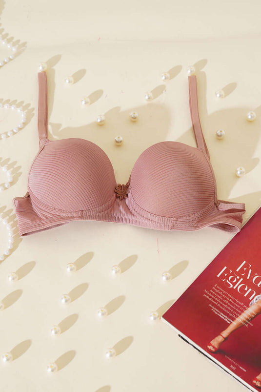 Silicone Padded Strip Bra Brown