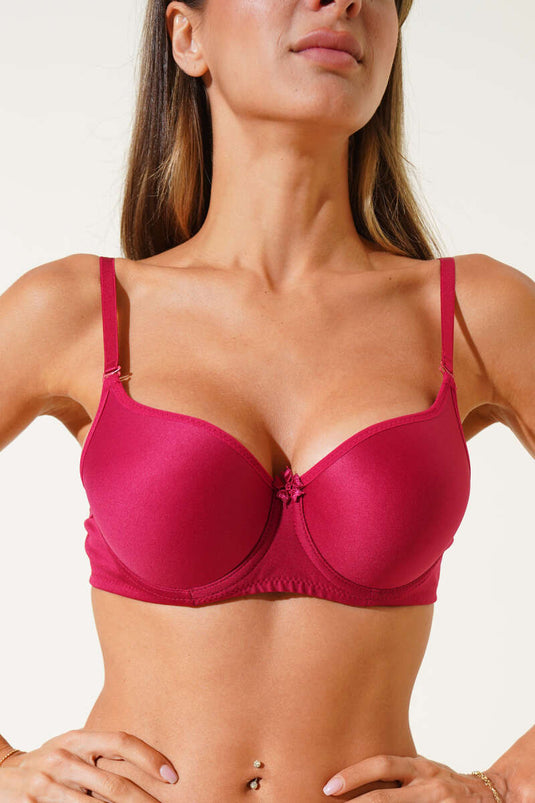 Silikonlu Düz Destekli Sütyen Bordo