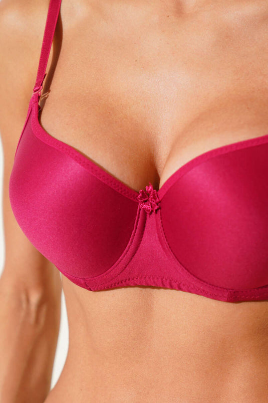 Silicone Flat Padded Bra Burgundy