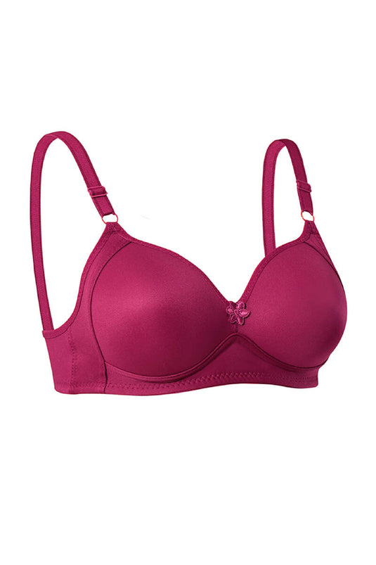 Unpadded Wire-Free Hollow Bra Burgundy