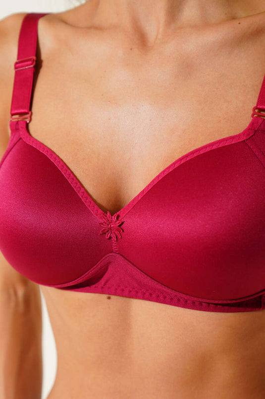 Unpadded Wire-Free Hollow Bra Burgundy