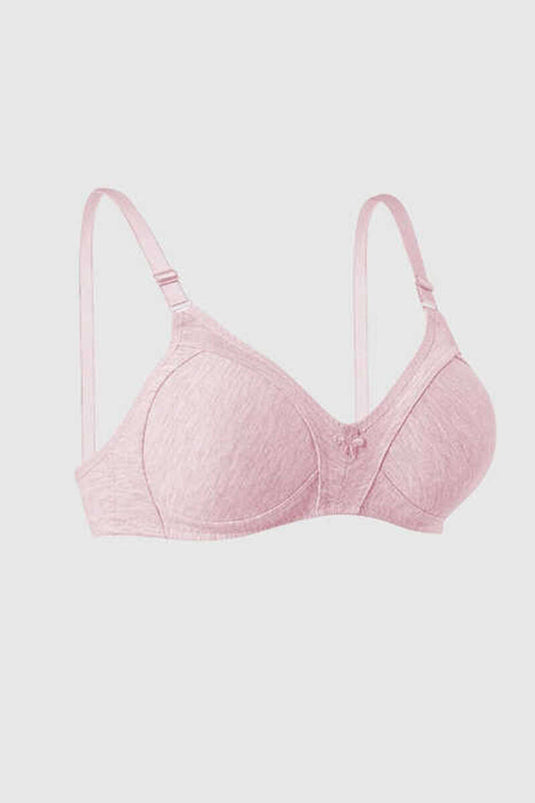 Unpadded Wire-Free Hollow Bra Melange Pink