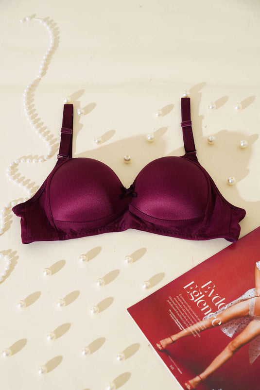 Unpadded Wire-Free Hollow Bra Plum
