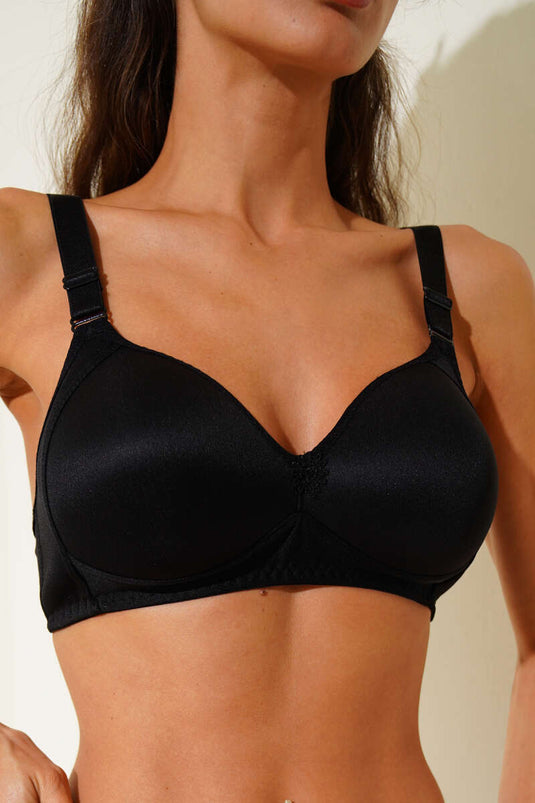 حمالة صدر مجوفة بدون سلك غير مبطنة باللون الأسود