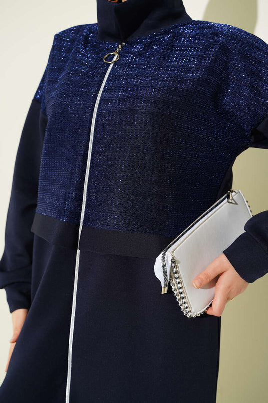 Sim Detail Zweiteiliges Scuba-Set mit Reißverschluss, Marineblau