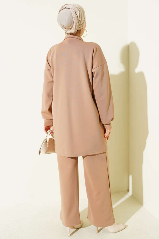 Sim Detail Zweiteiliges Scuba-Set mit Reißverschluss, Latte