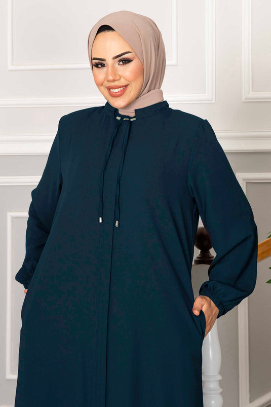 Sima Elastic Sleeves Hijab Abaya Petrol