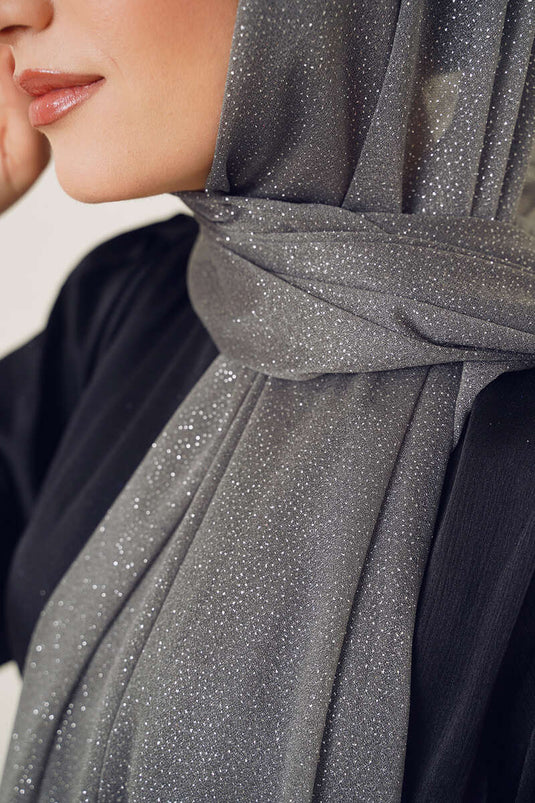 Glitzernder anthrazitfarbener Abendkleid-Schal