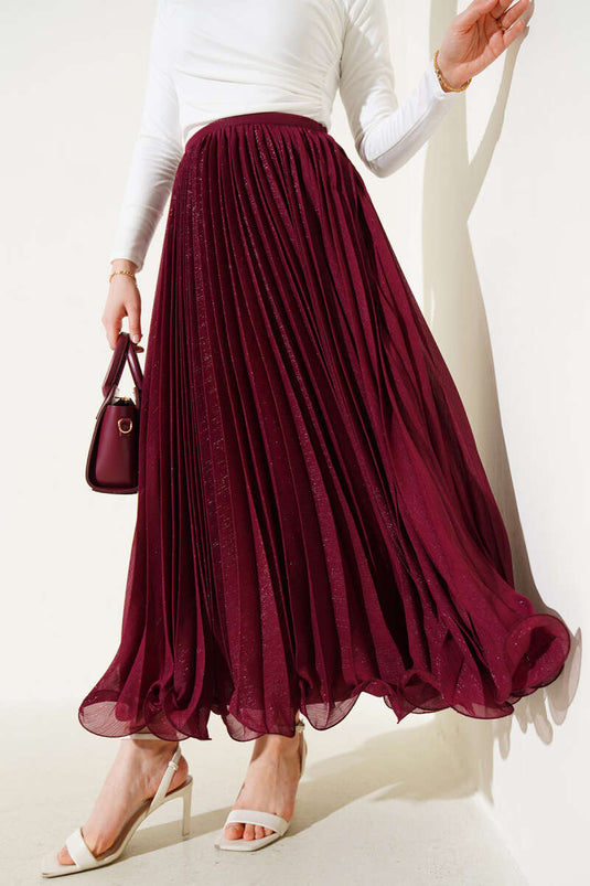 Jupe en tulle froncé simili bordeaux