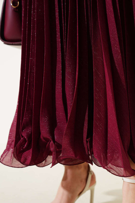 Jupe en tulle froncé simili bordeaux