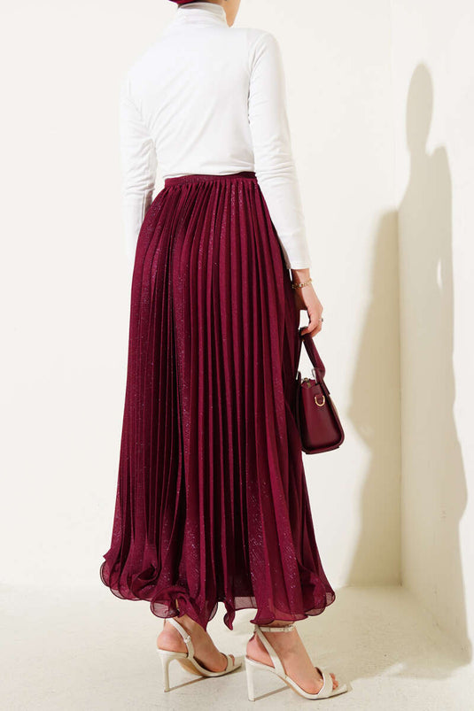 Jupe en tulle froncé simili bordeaux