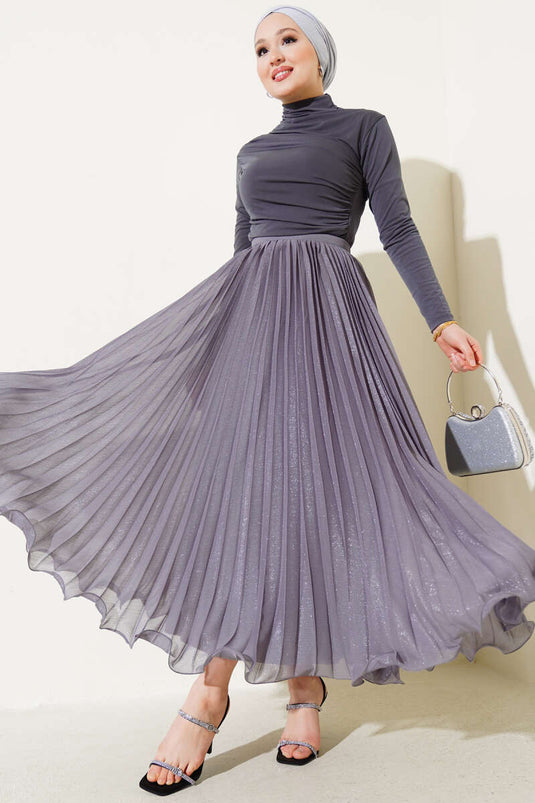 Jupe en tulle froncé simili gris