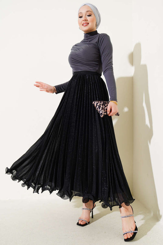 Jupe en tulle froncé simili noir