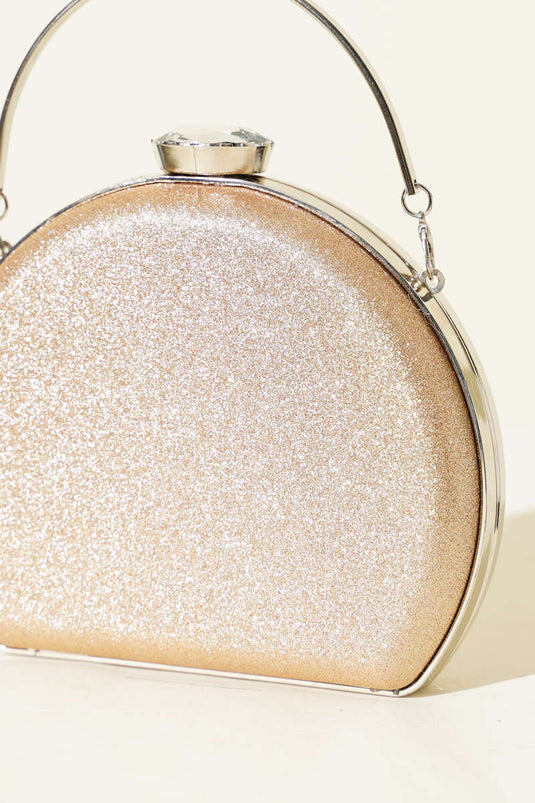 Glitter Half-Moon Model Women's Evening Bag Copper