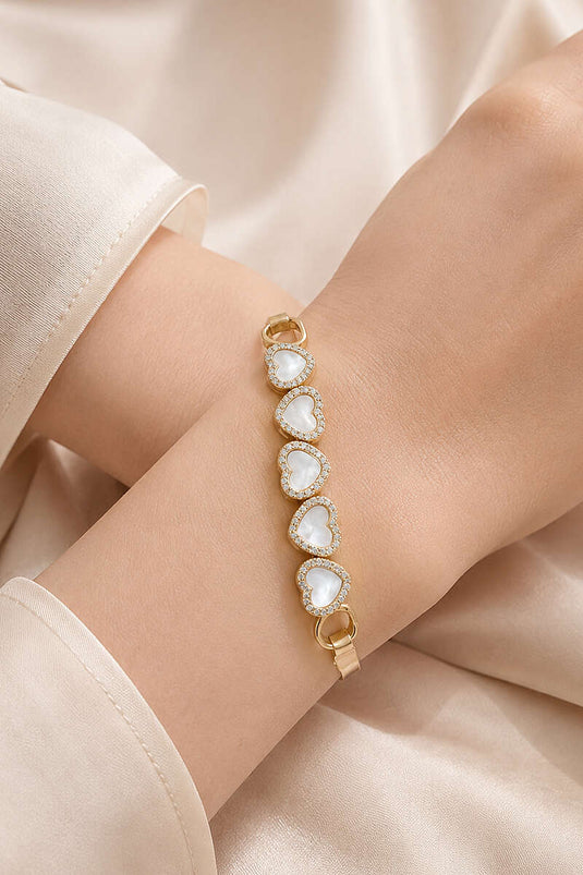 Bracciale Con Dettaglio Cuore E Perline Oro