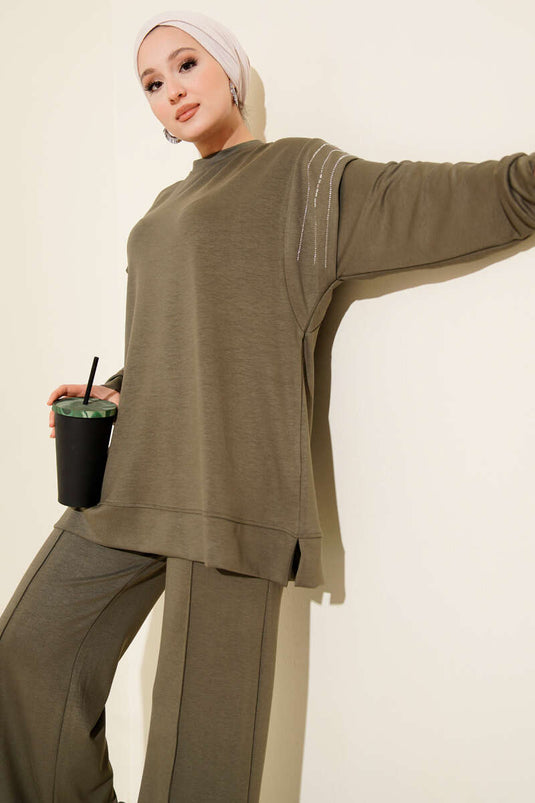 Sıra Taş Detaylı Loyşa İkili Takım Haki