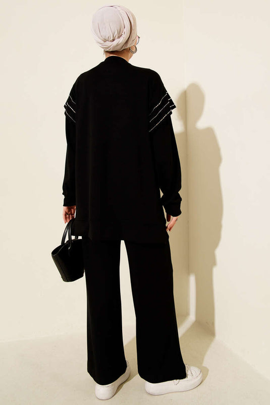 Row Stone Detailed Loysha Two Piece Set Black