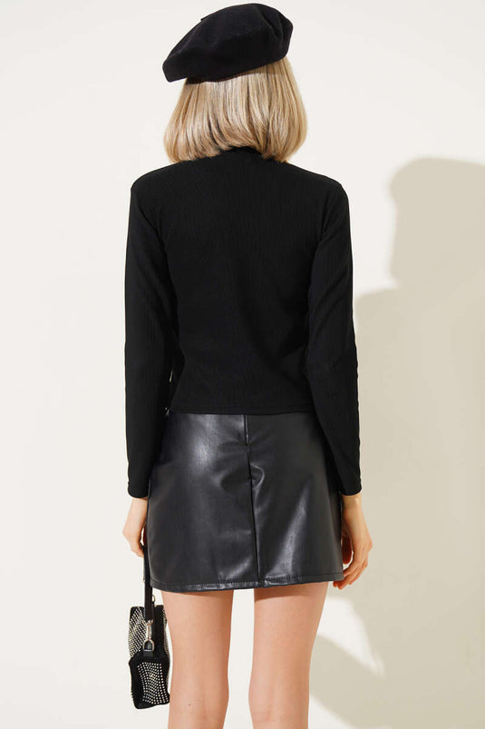 Schwarzer Camisole-Body mit Steinmuster