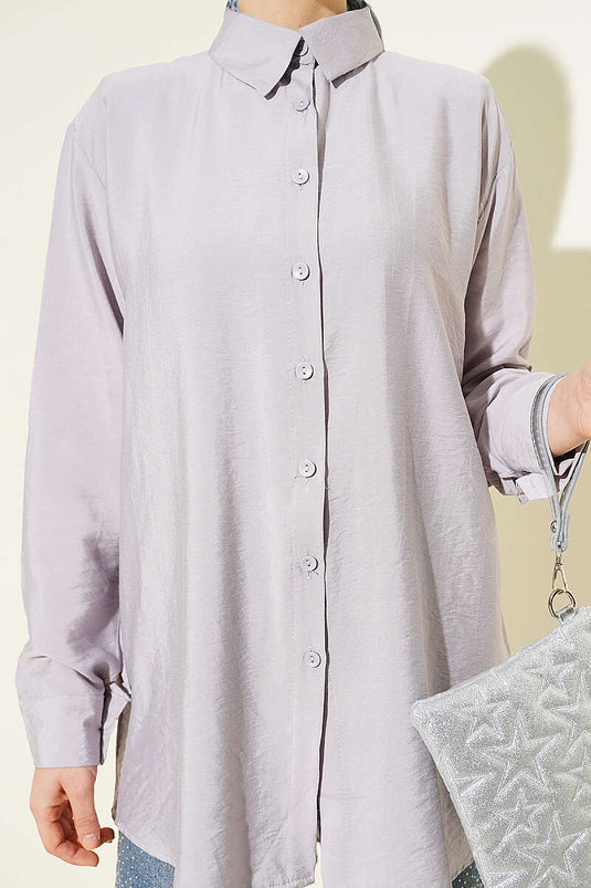 Chemise ample basique plissée dans le dos gris