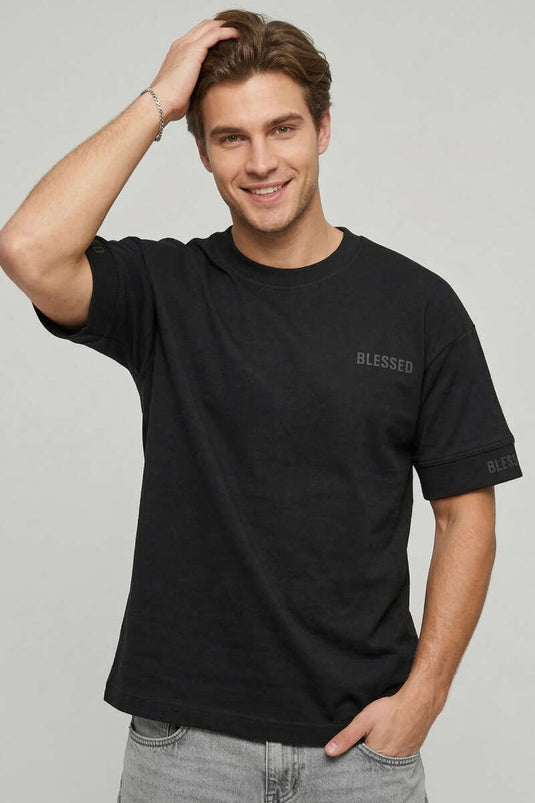 T-shirt oversize homme noir avec inscription dans le dos