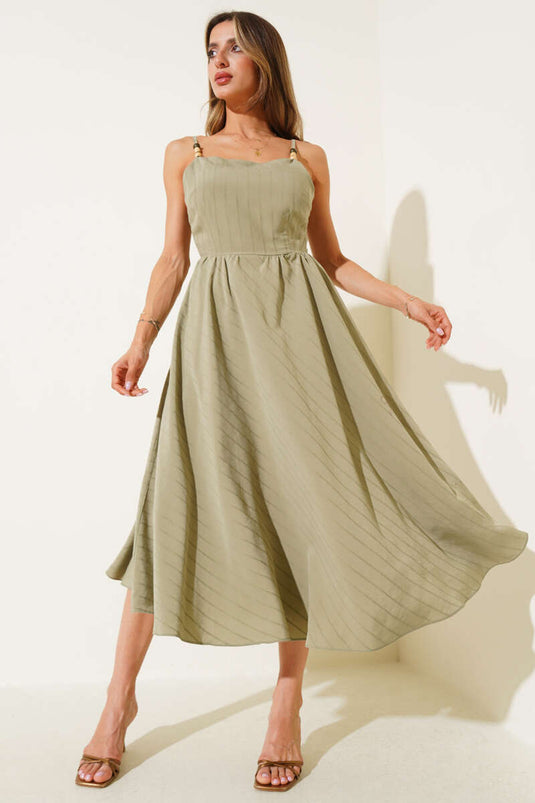 Backless Strappy Dress, Khaki