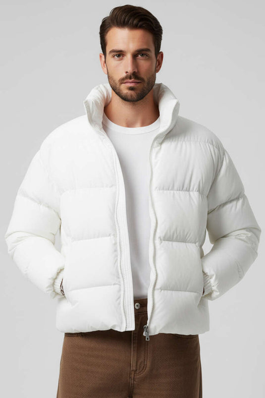 Blouson aviateur matelassé blanc pour homme