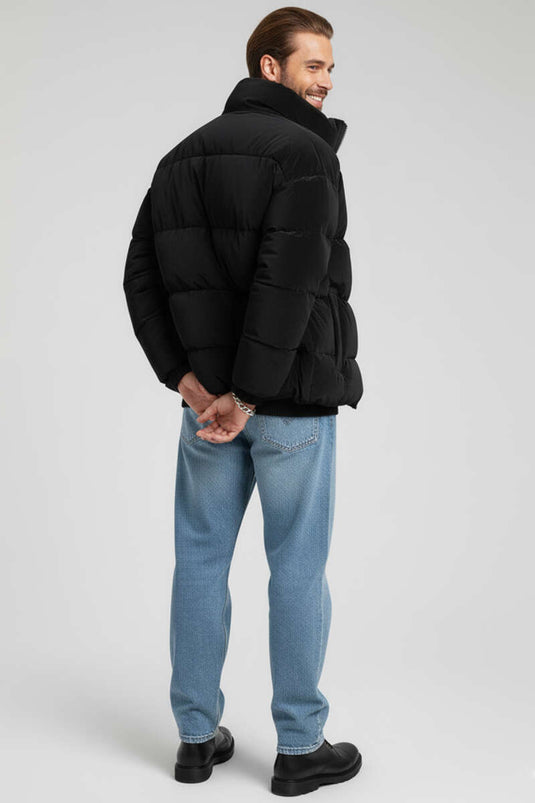 Men's Padded Bomber Jacket, Black