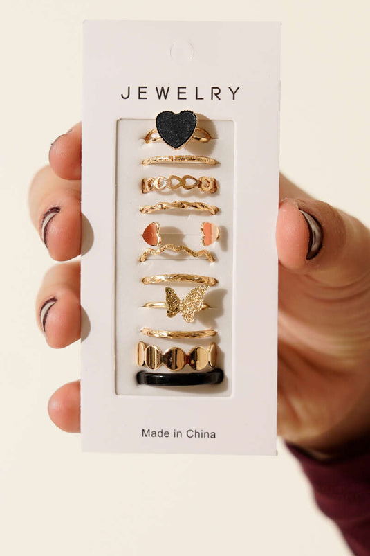 مجموعة خواتم بلاك هارت المكونة من 11 قطعة - تشكيلة 1