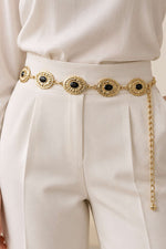 Ceinture Ornée À Chaîne Ovale Noire