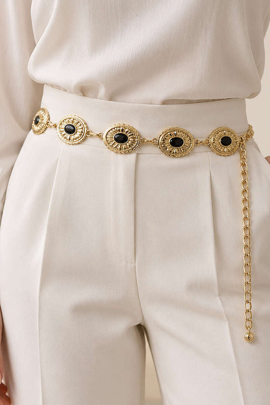 Ceinture Ornée À Chaîne Ovale Noire